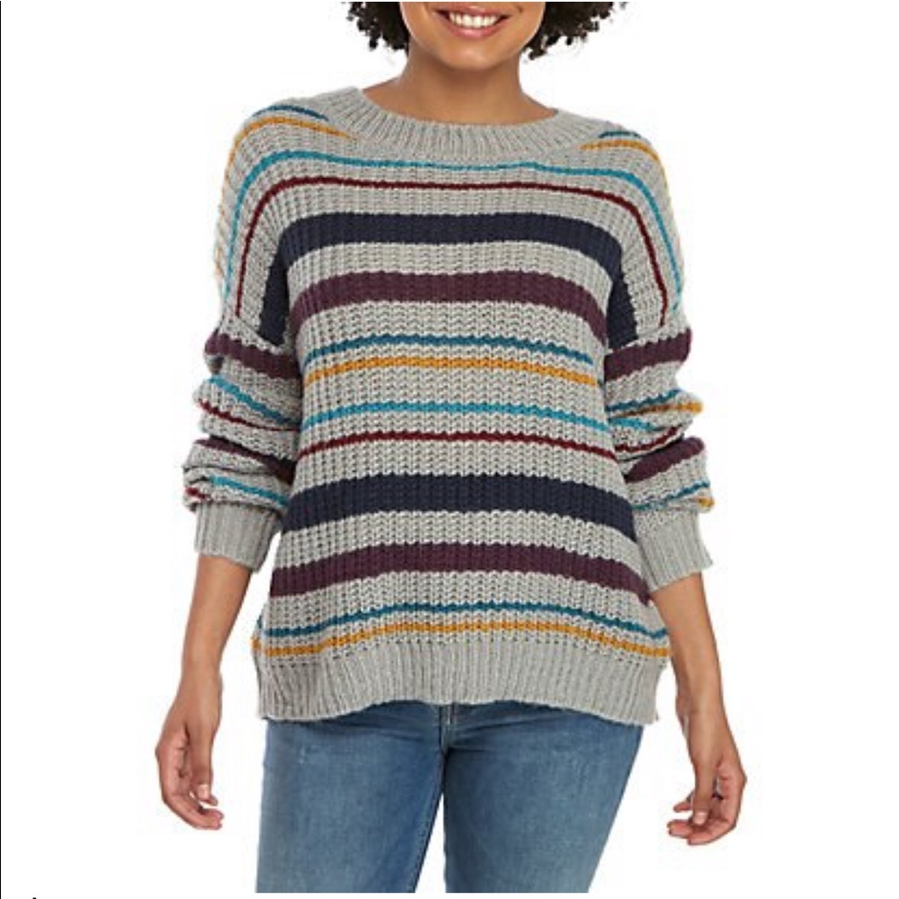 Eyeshadow Striped Crew Neck Sweater - Picture 1 of 2